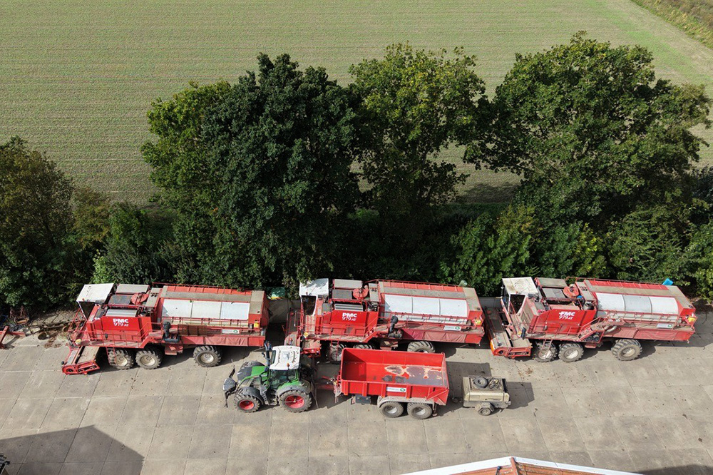 Flevolandse soja oogsten met drie oogstmachines 